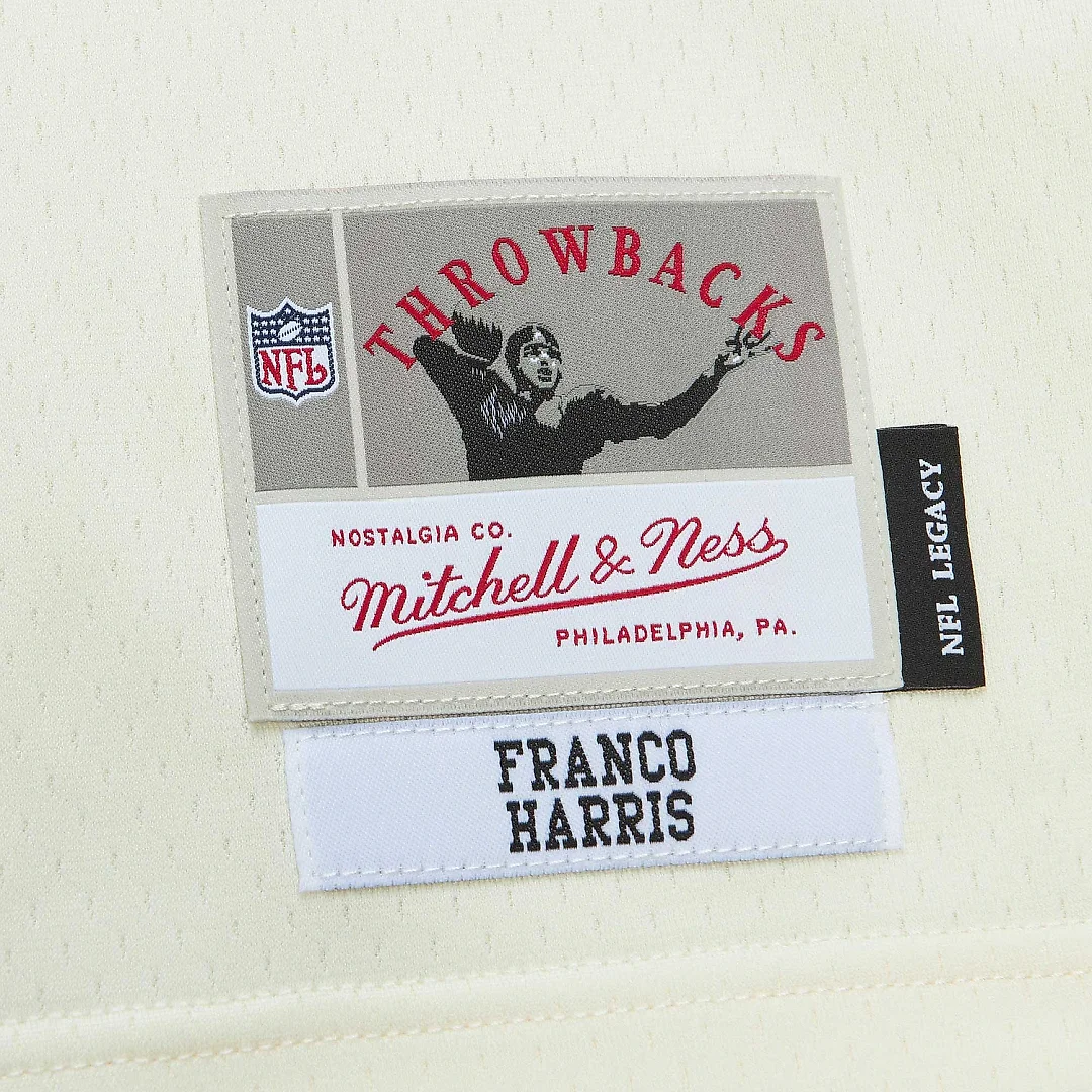 Zennovawear Men's Pittsburgh Steelers Franco Harris Mitchell & Ness Cream Chainstitch Legacy Jersey