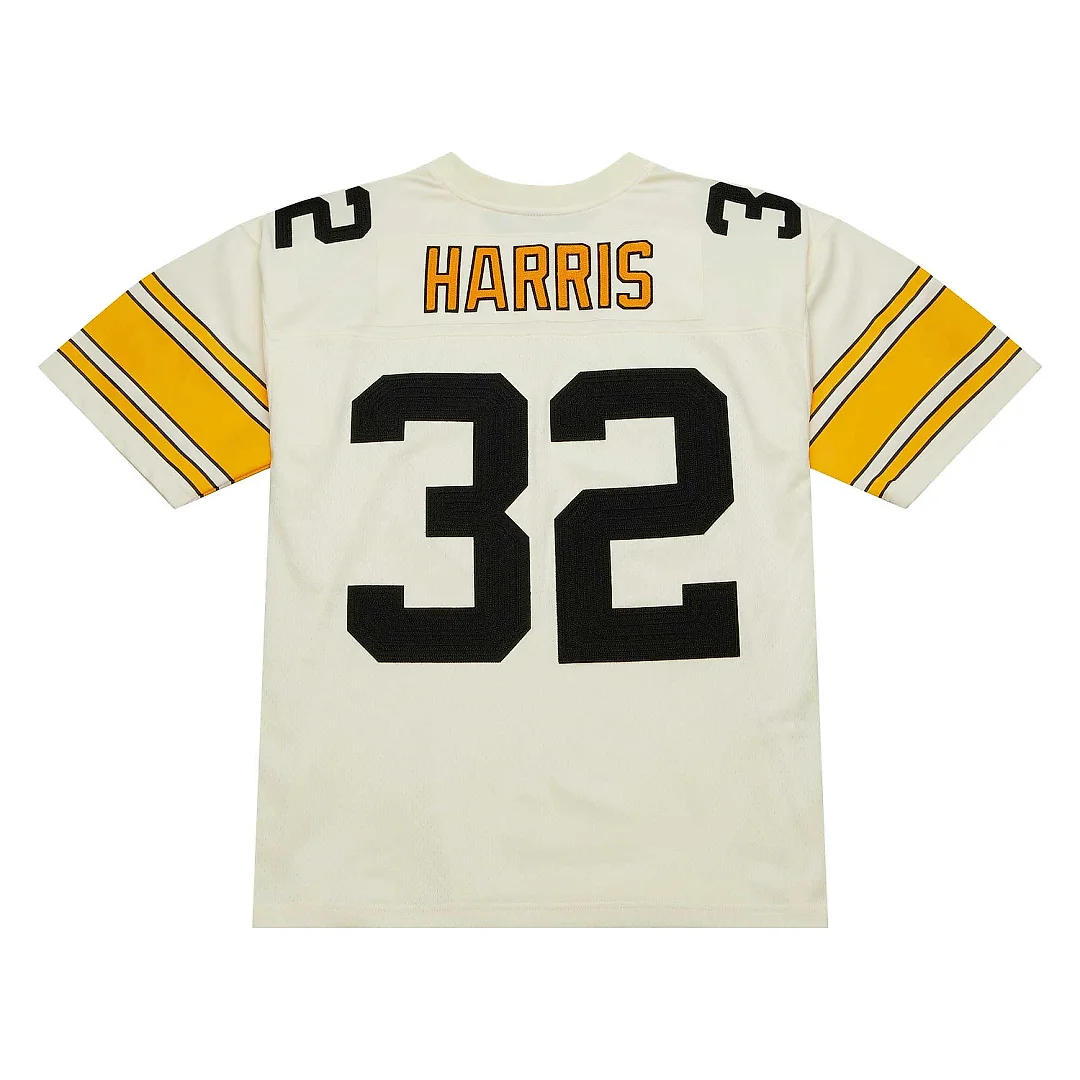 Zennovawear Men's Pittsburgh Steelers Franco Harris Mitchell & Ness Cream Chainstitch Legacy Jersey