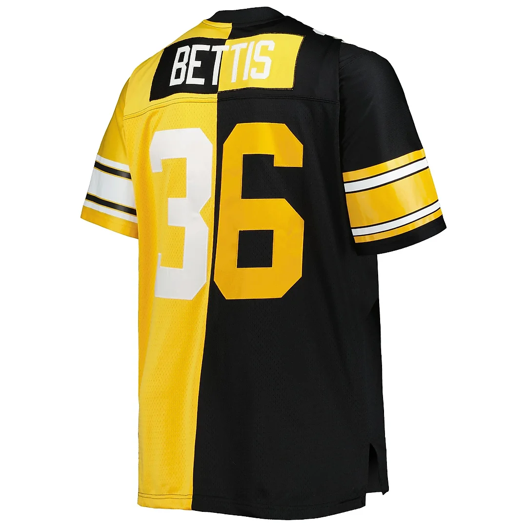 Zennovawear Men's Pittsburgh Steelers Jerome Bettis Mitchell & Ness Black/Gold Big & Tall Split Legacy Retired Player Jersey