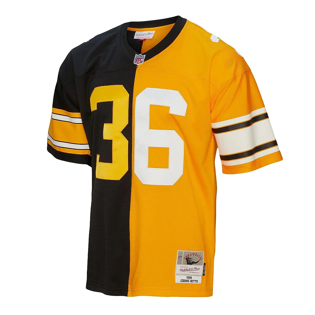 Zennovawear Men's Pittsburgh Steelers Jerome Bettis Mitchell & Ness Black/Gold 1996 Split Legacy Jersey