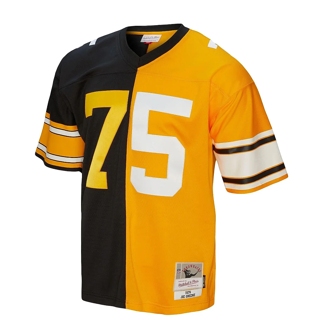 Zennovawear Men's Pittsburgh Steelers Joe Greene Mitchell & Ness Black/Gold 1976 Split Legacy Jersey