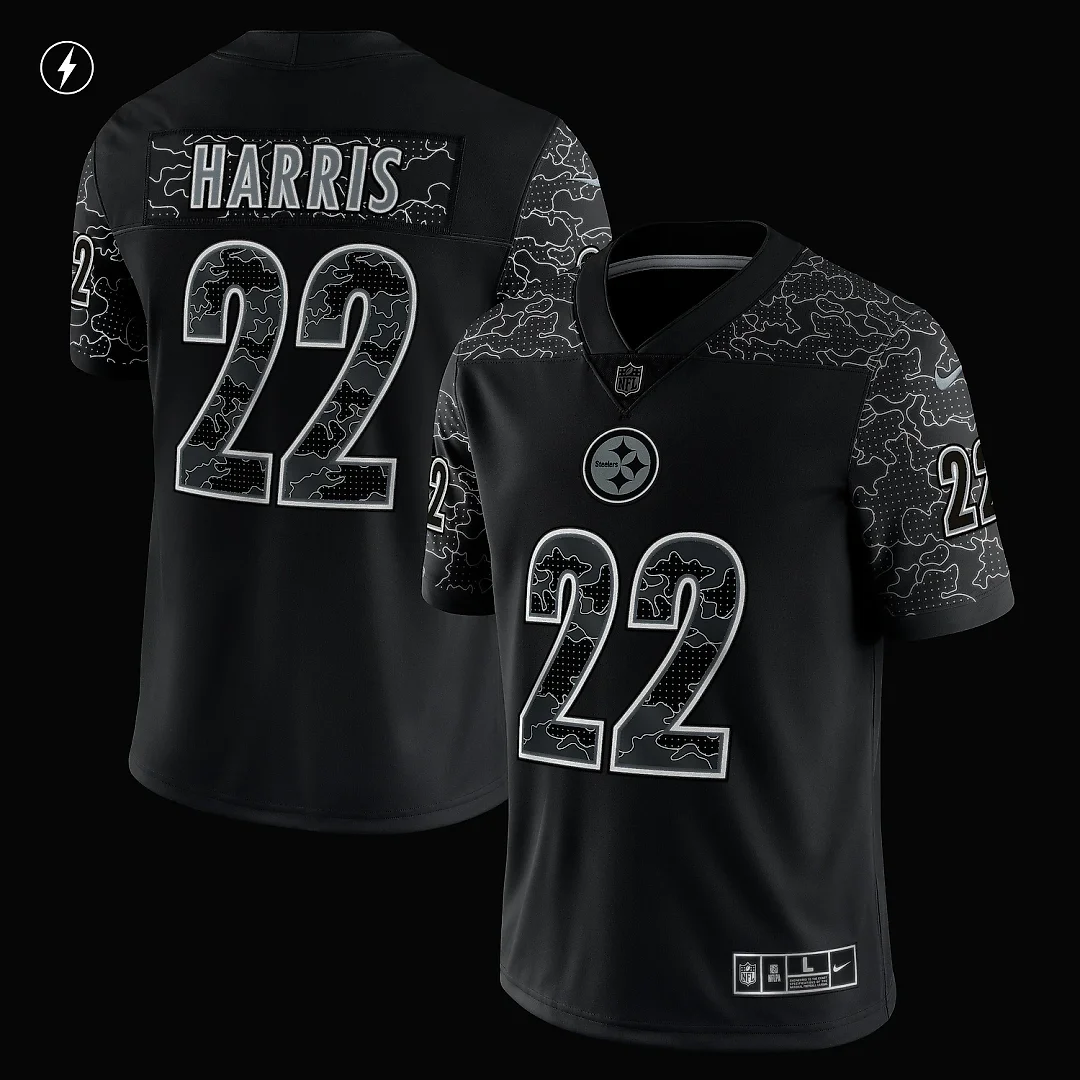 Zennovawear Men's Pittsburgh Steelers Najee Harris Black RFLCTV Limited Jersey