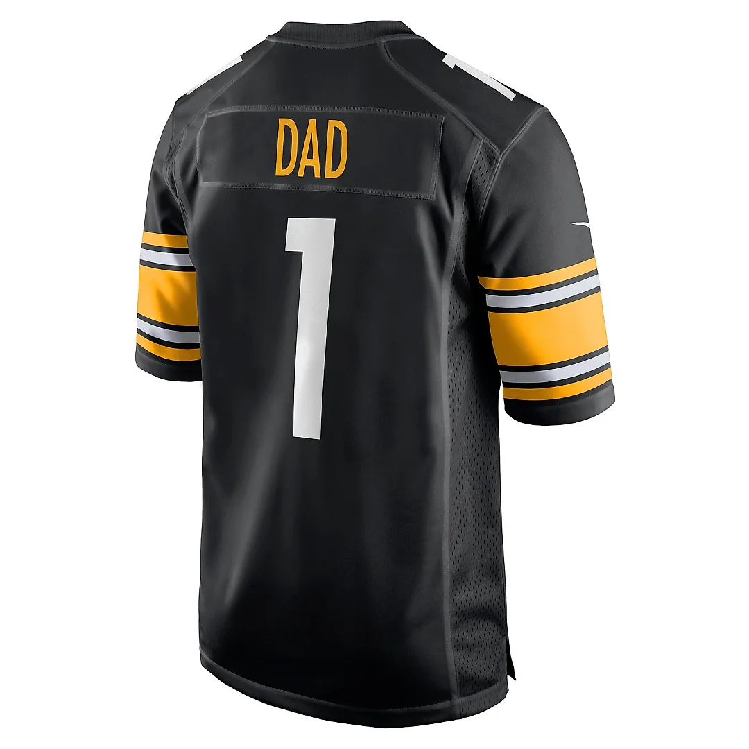 Zennovawear Men's Pittsburgh Steelers Number 1 Dad Black Game Jersey