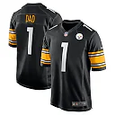 Zennovawear Men's Pittsburgh Steelers Number 1 Dad Black Game Jersey