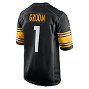 Zennovawear Men's Pittsburgh Steelers Number 1 Groom Black Game Jersey