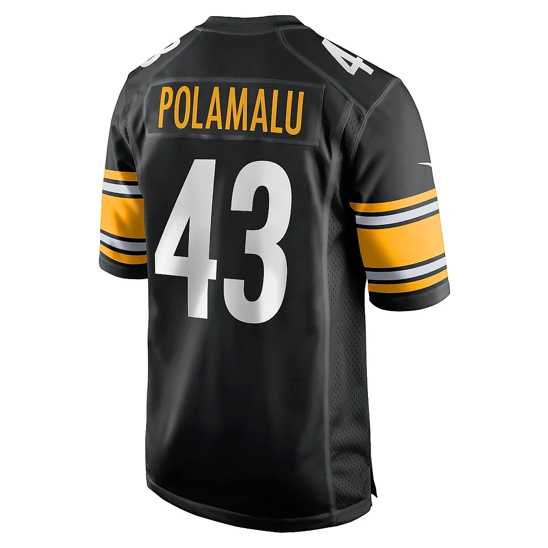 Zennovawear Men's Pittsburgh Steelers Troy Polamalu Black Retired Player Game Jersey