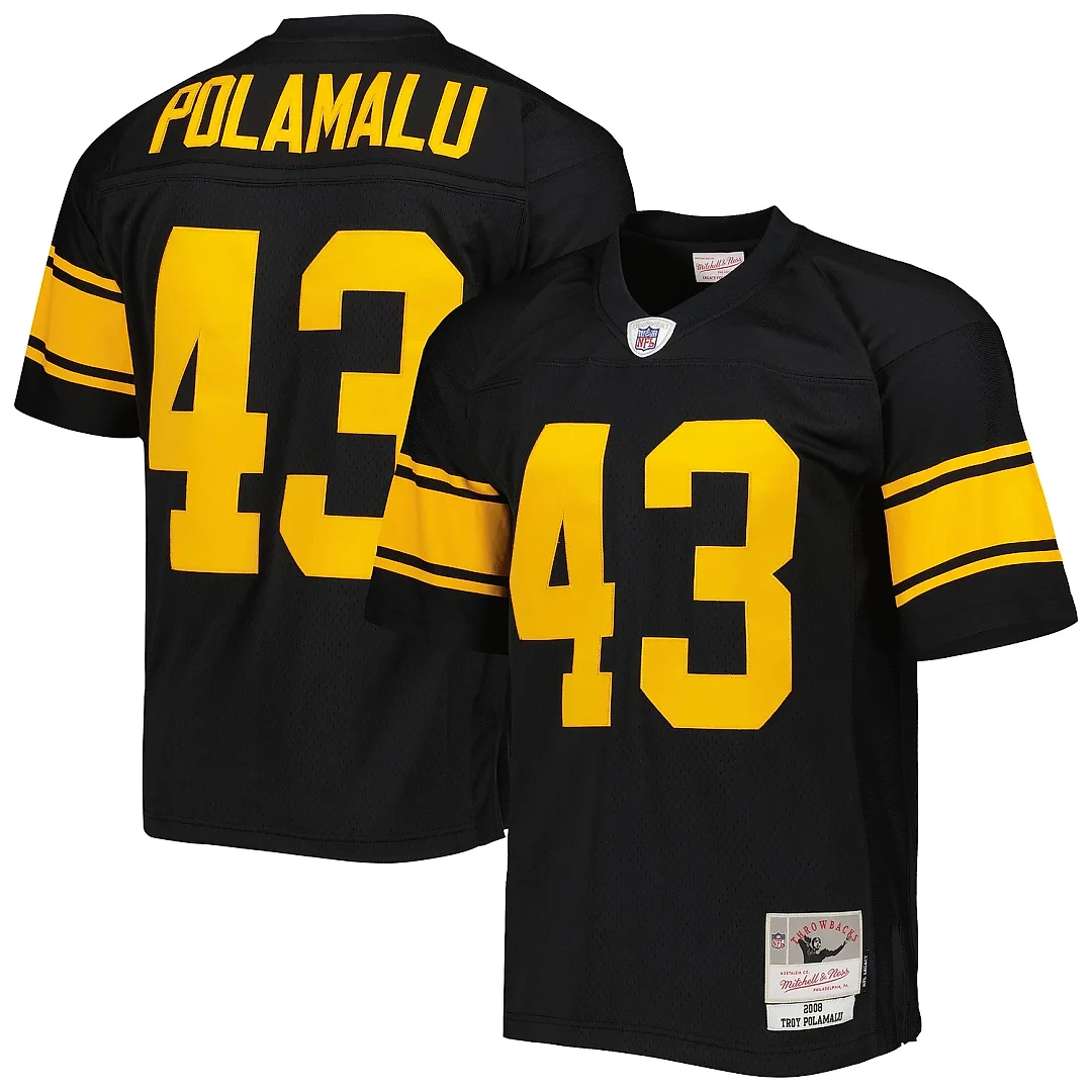 Zennovawear Men's Pittsburgh Steelers Troy Polamalu Mitchell & Ness Black Legacy Jersey