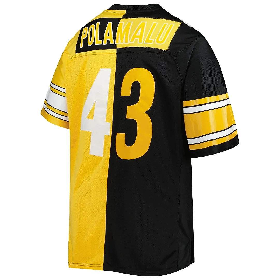 Zennovawear Men's Pittsburgh Steelers Troy Polamalu Mitchell & Ness Black/Gold Big & Tall Split Legacy Retired Player Jersey