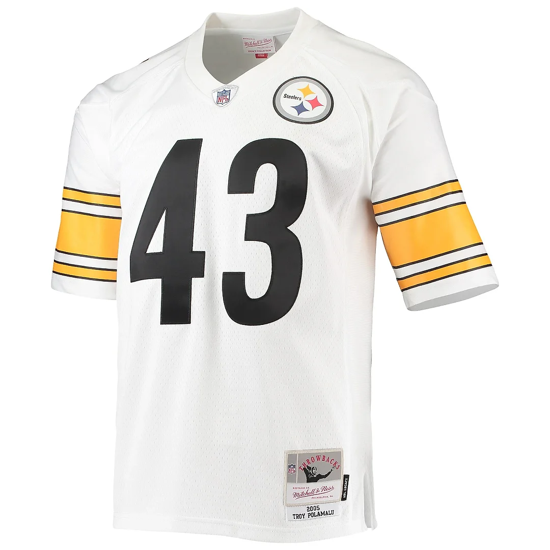 Zennovawear Men's Pittsburgh Steelers Troy Polamalu Mitchell & Ness White Legacy Jersey