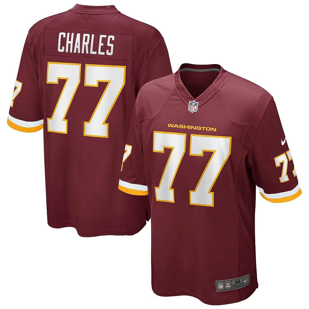 Zennovawear Men's Saahdiq Charles Washington Football Team Burgundy Game Player Jersey
