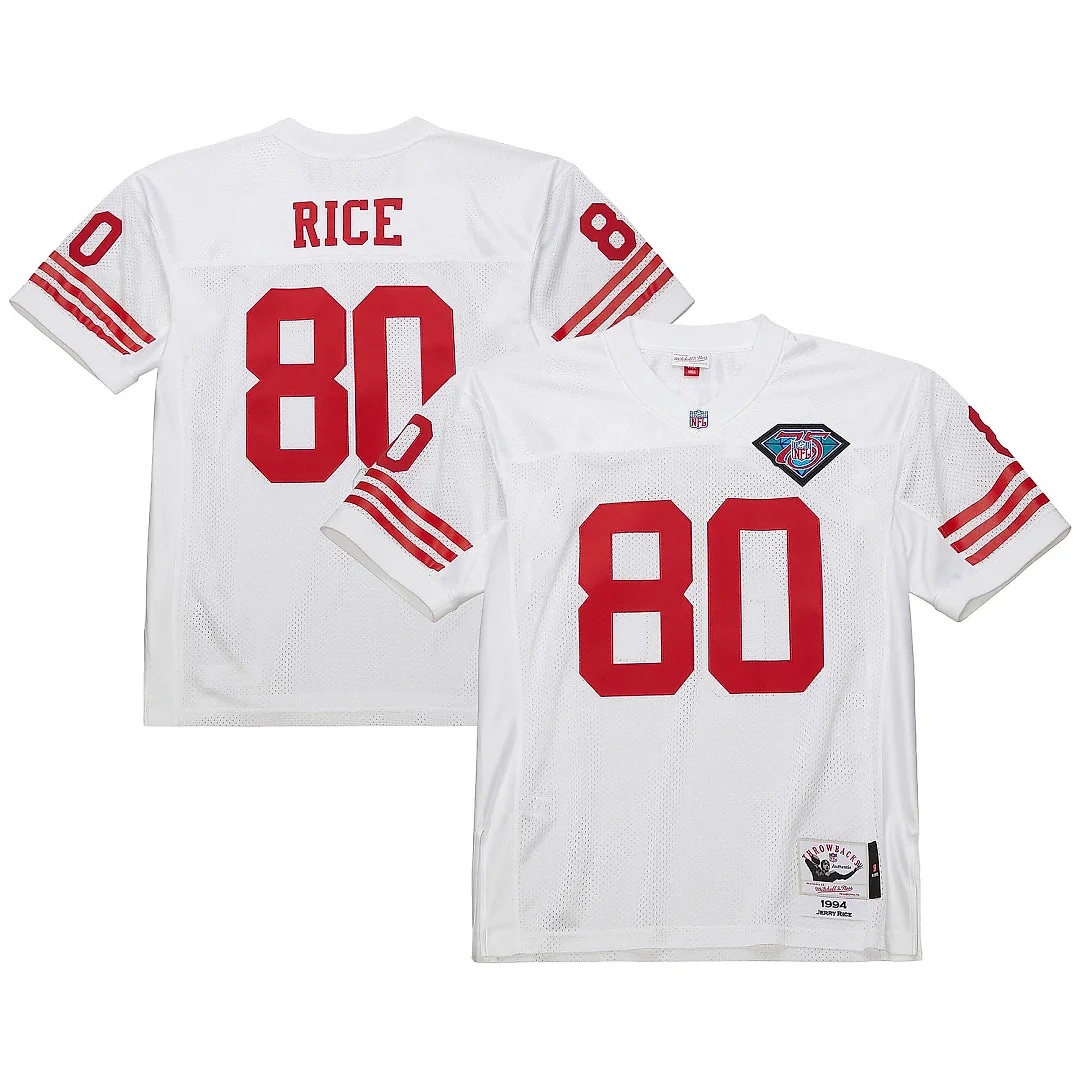 Zennovawear Men's San Francisco 49ers 1994 Jerry Rice Mitchell & Ness White Throwback Retired Player Jersey
