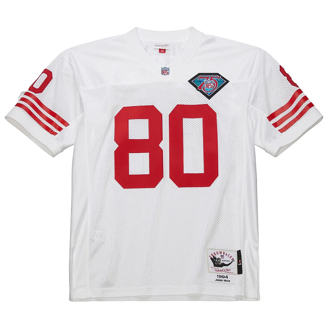 Zennovawear Men's San Francisco 49ers 1994 Jerry Rice Mitchell & Ness White Throwback Retired Player Jersey