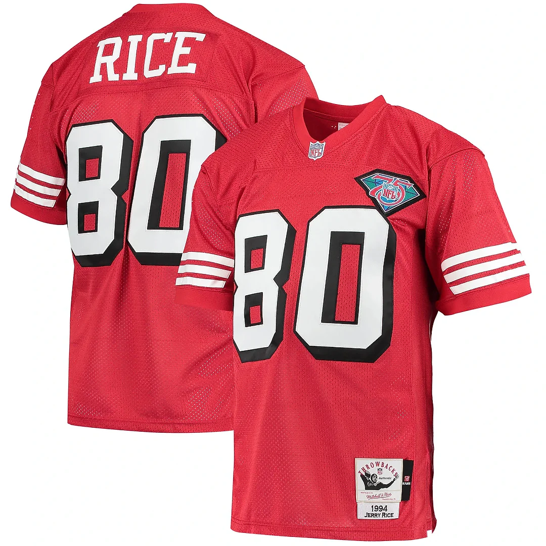 Zennovawear Men's San Francisco 49ers 1994 Jerry Rice Mitchell & Ness Scarlet Throwback Retired Player Jersey