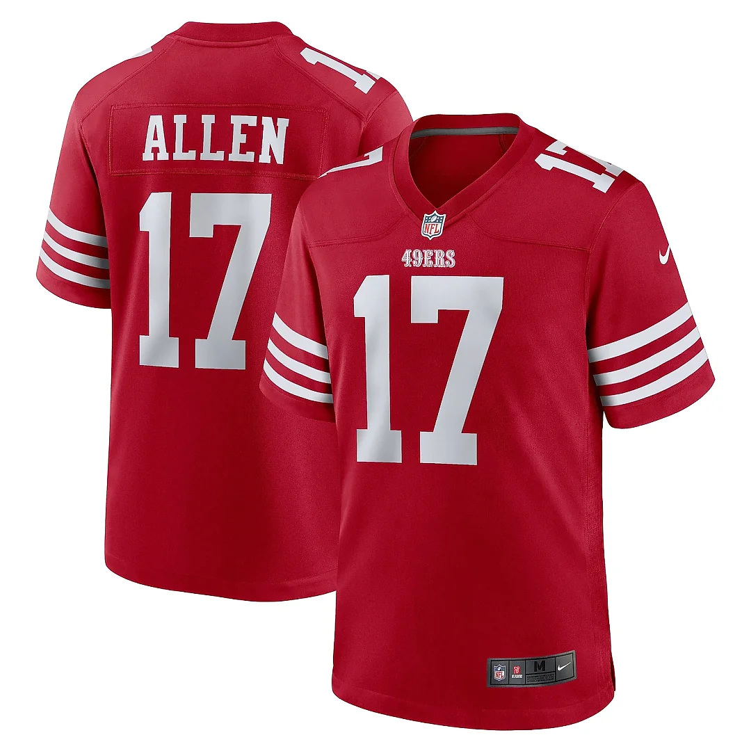 Zennovawear Men's San Francisco 49ers Brandon Allen Scarlet Game Jersey