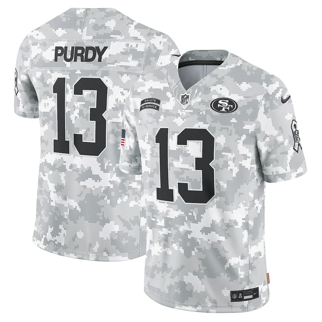 Zennovawear Men's San Francisco 49ers Brock Purdy Arctic Camo 2024 Salute to Service Limited Jersey