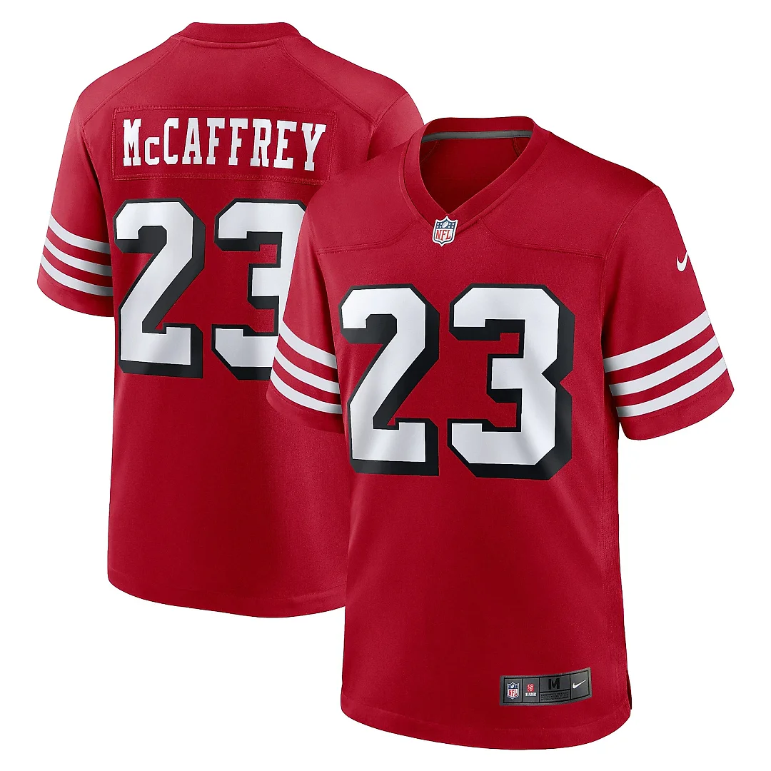 Zennovawear Men's San Francisco 49ers Christian McCaffrey Scarlet Alternate Game Player Jersey