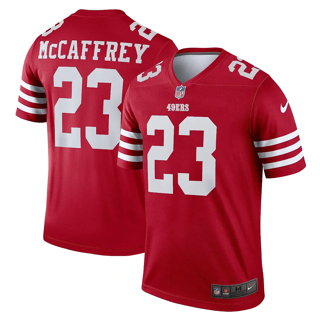Zennovawear Men's San Francisco 49ers Christian McCaffrey Scarlet Team Legend Player Performance Top