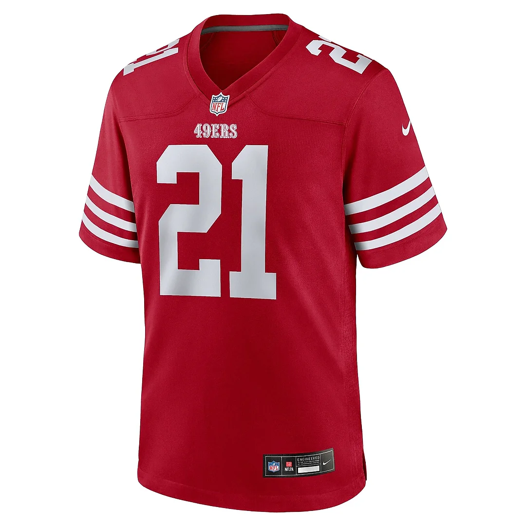 Zennovawear Men's San Francisco 49ers Deion Sanders Scarlet Team Retired Player Game Jersey