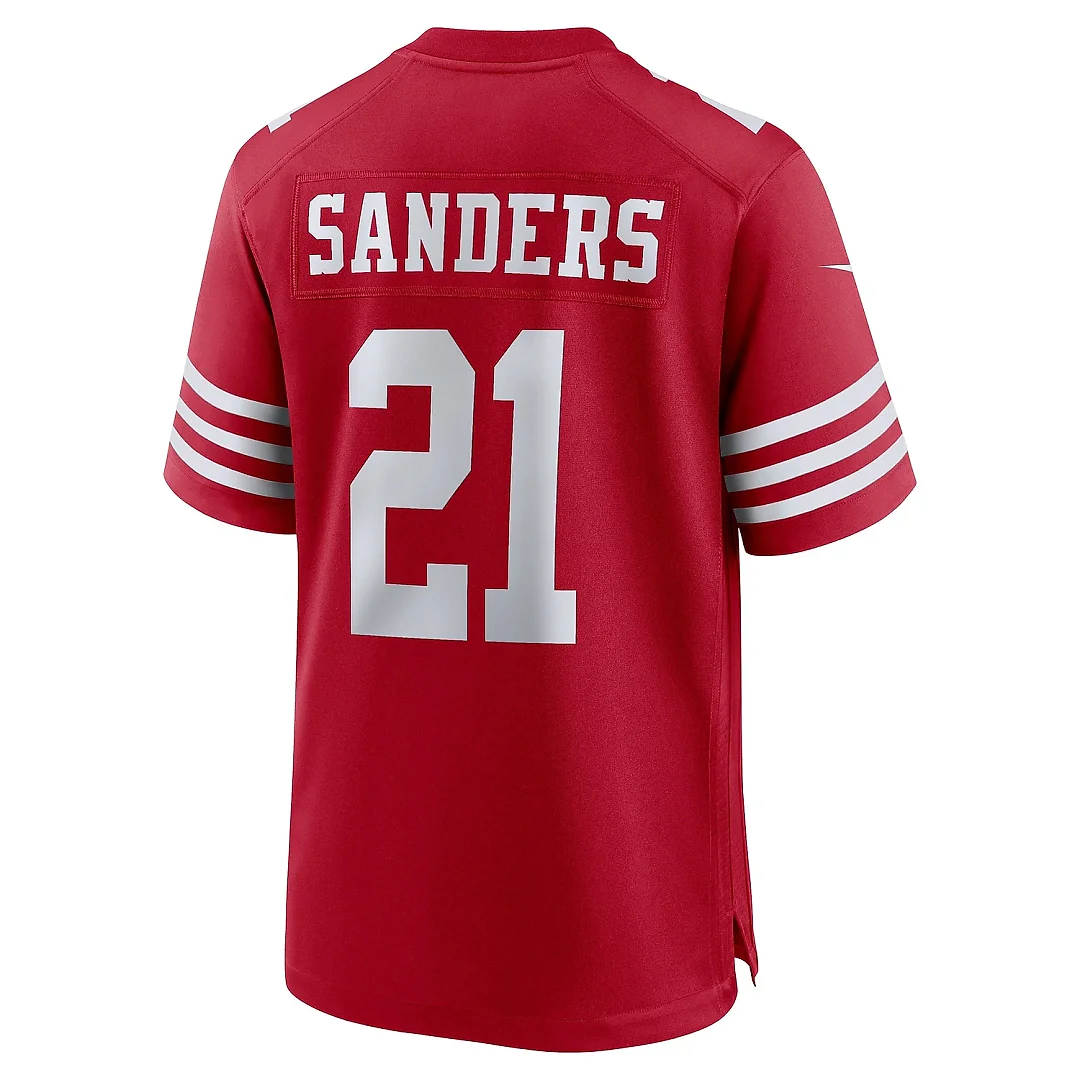 Zennovawear Men's San Francisco 49ers Deion Sanders Scarlet Team Retired Player Game Jersey