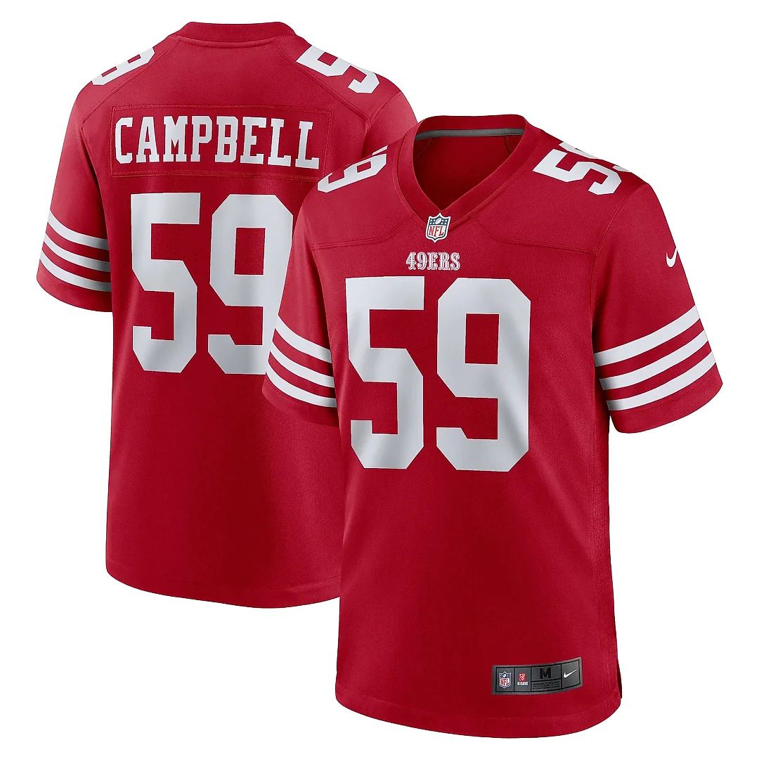 Zennovawear Men's San Francisco 49ers De'Vondre Campbell Scarlet Team Game Jersey
