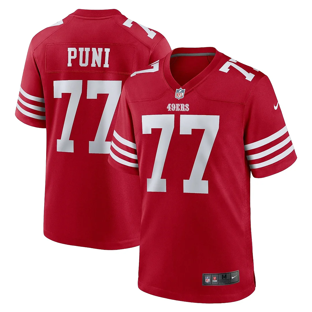 Zennovawear Men's San Francisco 49ers Dominick Puni Scarlet Team Game Jersey