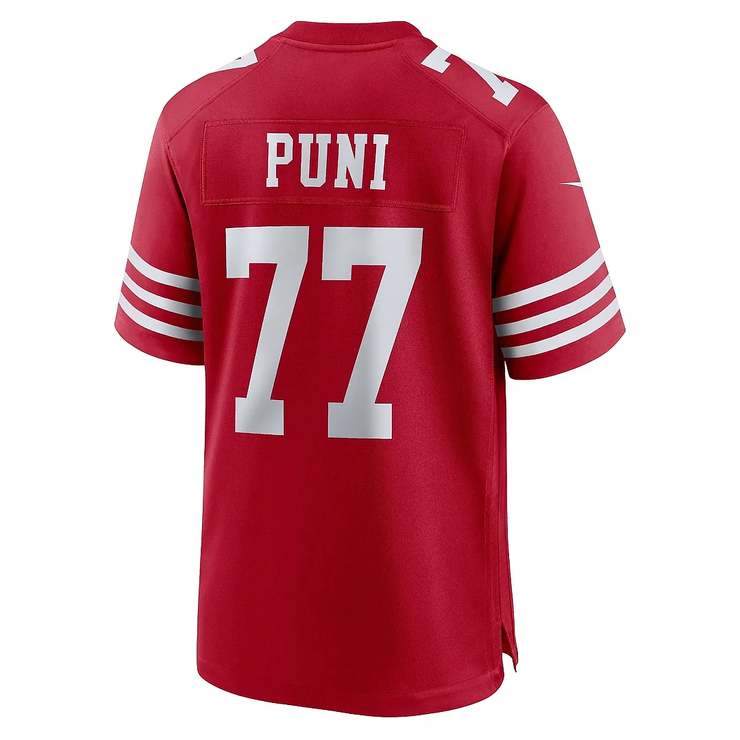 Zennovawear Men's San Francisco 49ers Dominick Puni Scarlet Team Game Jersey