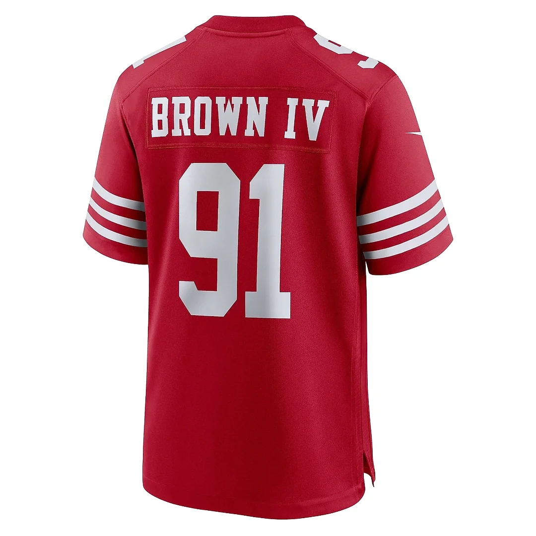 Zennovawear Men's San Francisco 49ers Earnest Brown IV Scarlet Team Game Jersey