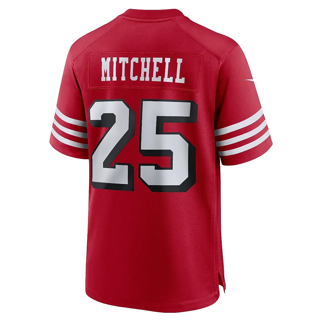 Zennovawear Men's San Francisco 49ers Elijah Mitchell Scarlet Alternate Team Game Jersey