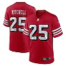 Zennovawear Men's San Francisco 49ers Elijah Mitchell Scarlet Alternate Team Game Jersey