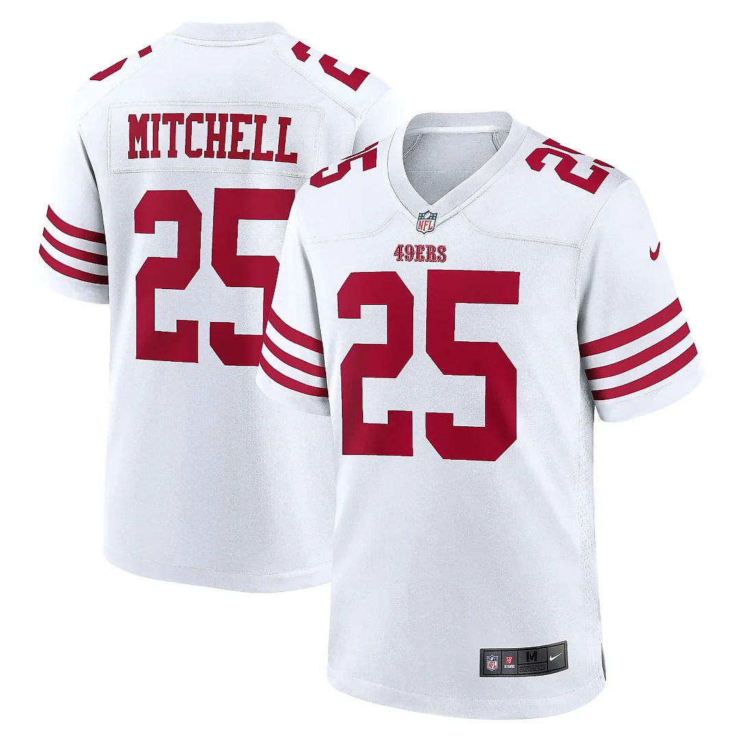 Zennovawear Men's San Francisco 49ers Elijah Mitchell White Player Game Jersey