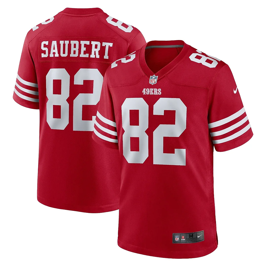 Zennovawear Men's San Francisco 49ers Eric Saubert Scarlet Team Game Jersey