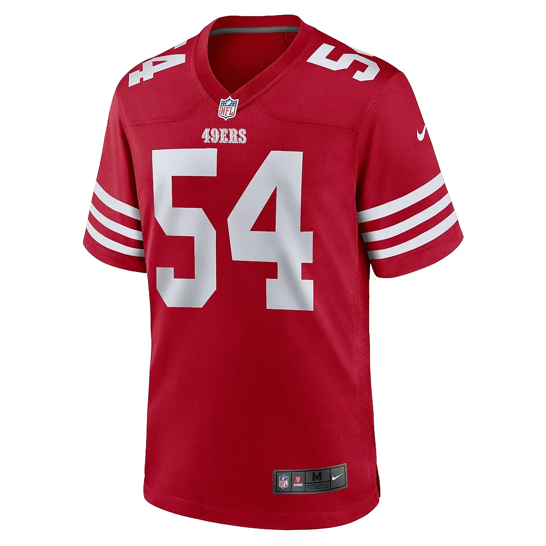 Zennovawear Men's San Francisco 49ers Fred Warner Scarlet Player Game Jersey