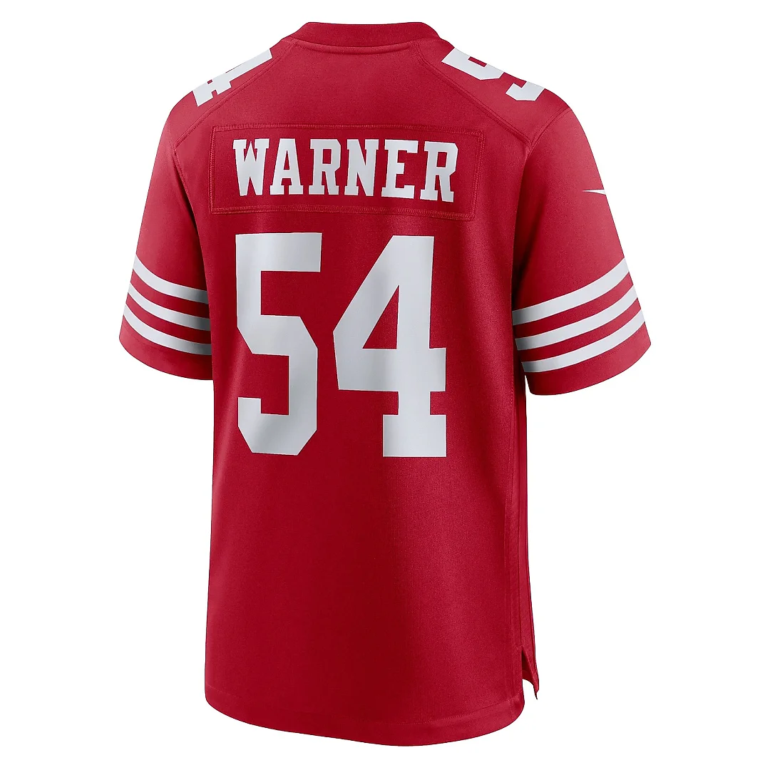 Zennovawear Men's San Francisco 49ers Fred Warner Scarlet Player Game Jersey