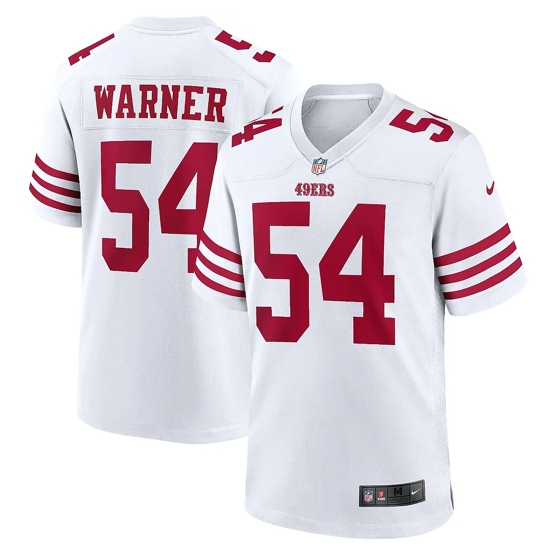 Zennovawear Men's San Francisco 49ers Fred Warner White Team Game Player Jersey