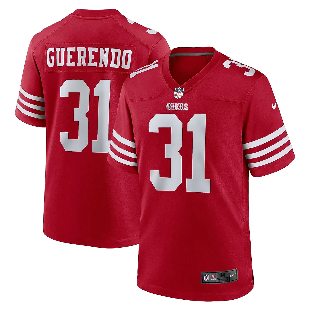 Zennovawear Men's San Francisco 49ers Isaac Guerendo Scarlet Game Jersey