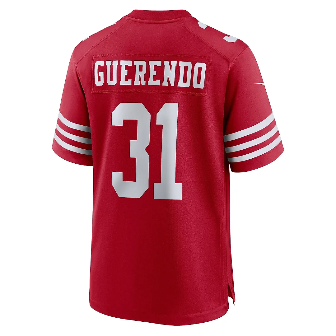 Zennovawear Men's San Francisco 49ers Isaac Guerendo Scarlet Game Jersey