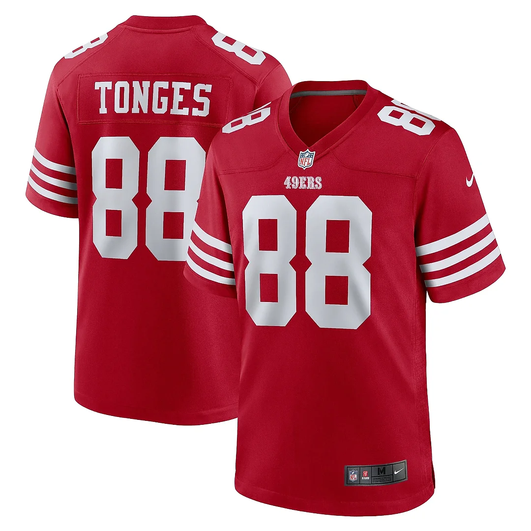 Zennovawear Men's San Francisco 49ers Jake Tonges Scarlet Team Game Jersey