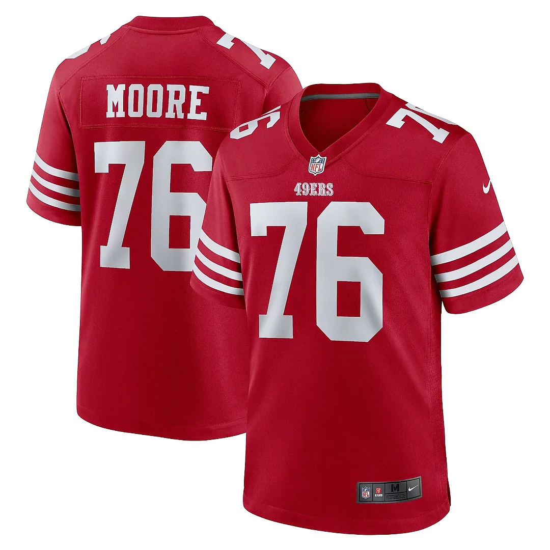 Zennovawear Men's San Francisco 49ers Jaylon Moore Scarlet Game Jersey