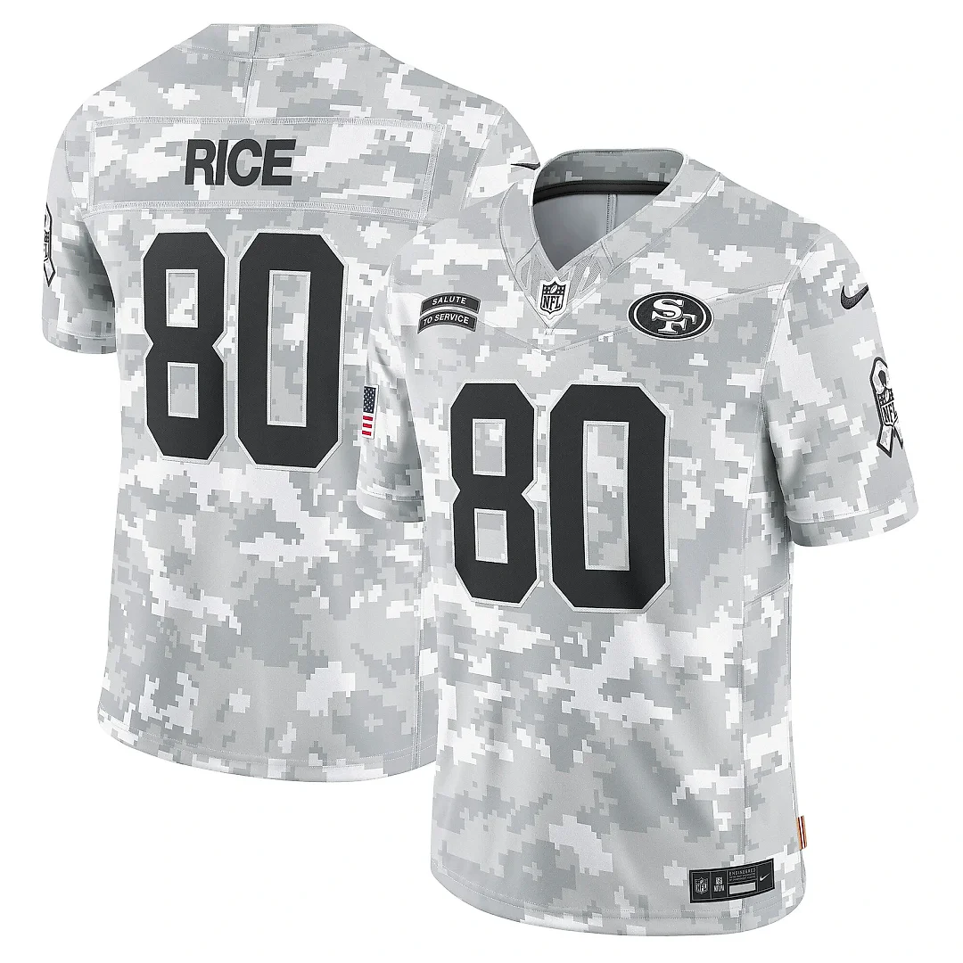 Zennovawear Men's San Francisco 49ers Jerry Rice Arctic Camo 2024 Salute to Service Retired Player Limited Jersey