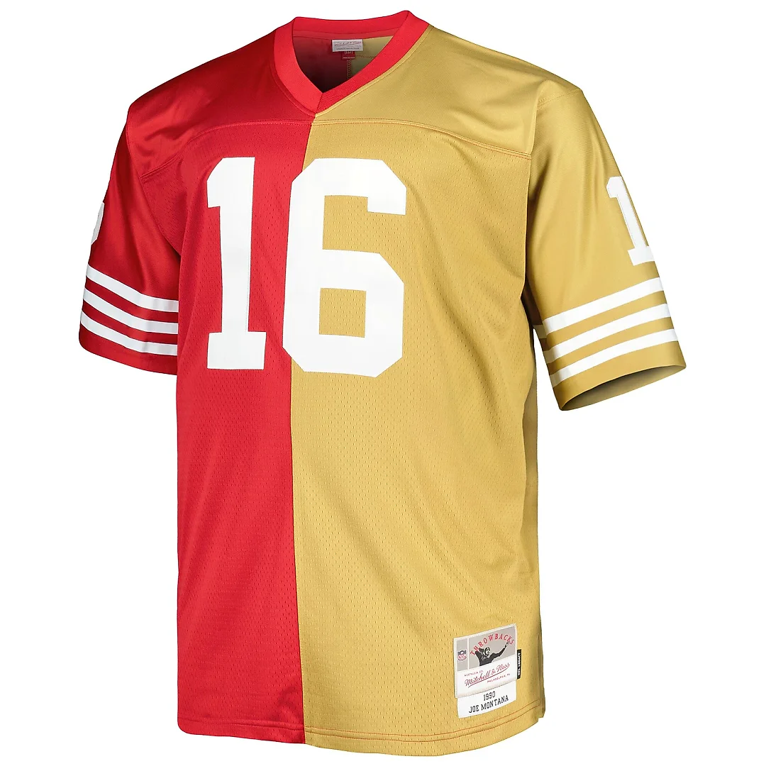 Zennovawear Men's San Francisco 49ers Joe Montana Mitchell & Ness Scarlet/Gold Big & Tall Split Legacy Retired Player Jersey