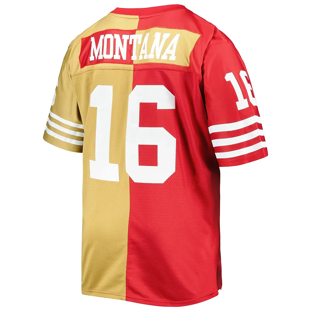 Zennovawear Men's San Francisco 49ers Joe Montana Mitchell & Ness Scarlet/Gold Big & Tall Split Legacy Retired Player Jersey
