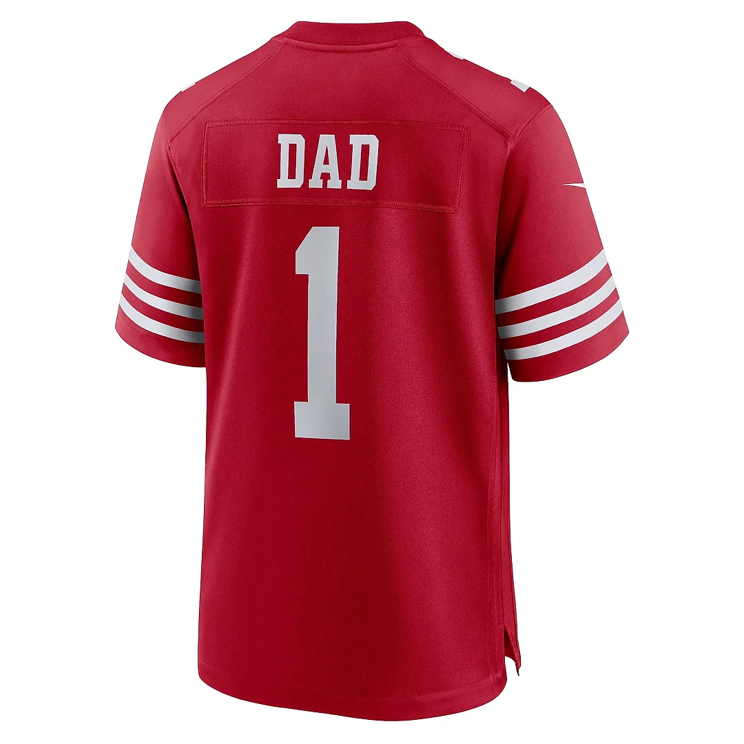Zennovawear Men's San Francisco 49ers Number 1 Dad Scarlet Game Jersey