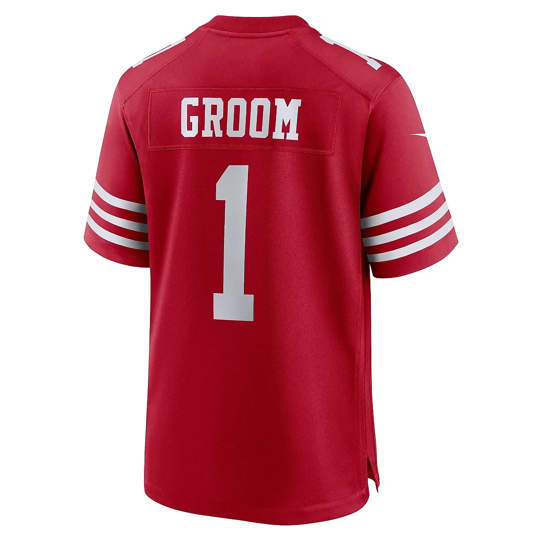 Zennovawear Men's San Francisco 49ers Number 1 Groom Scarlet Game Jersey