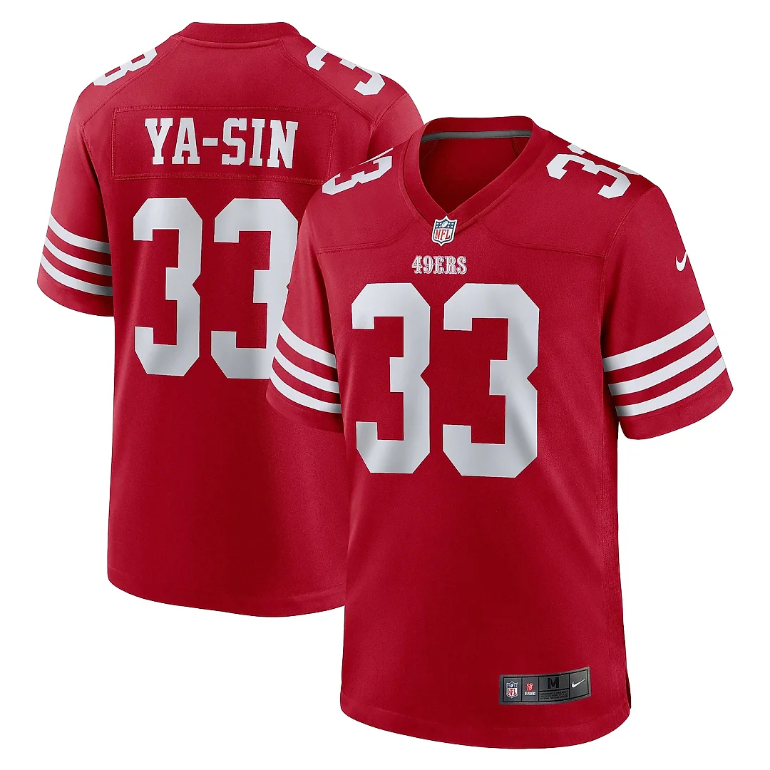 Zennovawear Men's San Francisco 49ers Rock Ya-Sin Scarlet Team Game Jersey