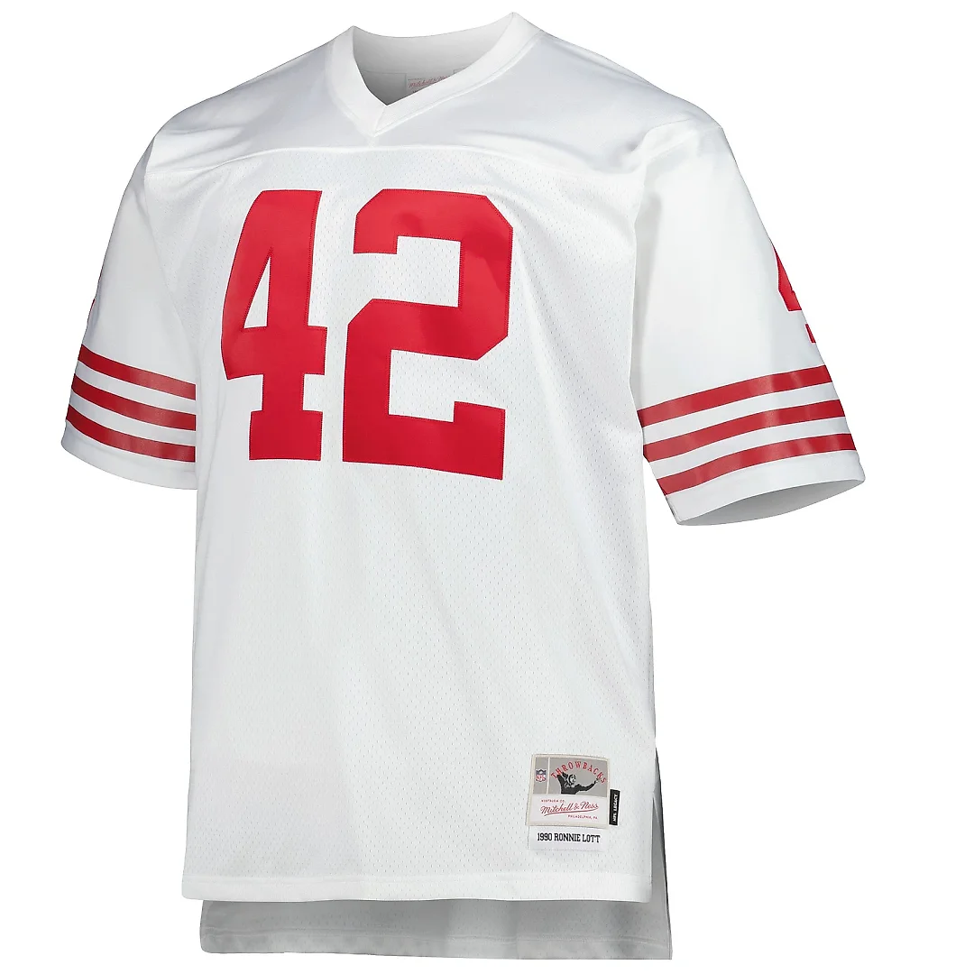Zennovawear Men's San Francisco 49ers Ronnie Lott Mitchell & Ness White Big & Tall 1990 Retired Player Jersey