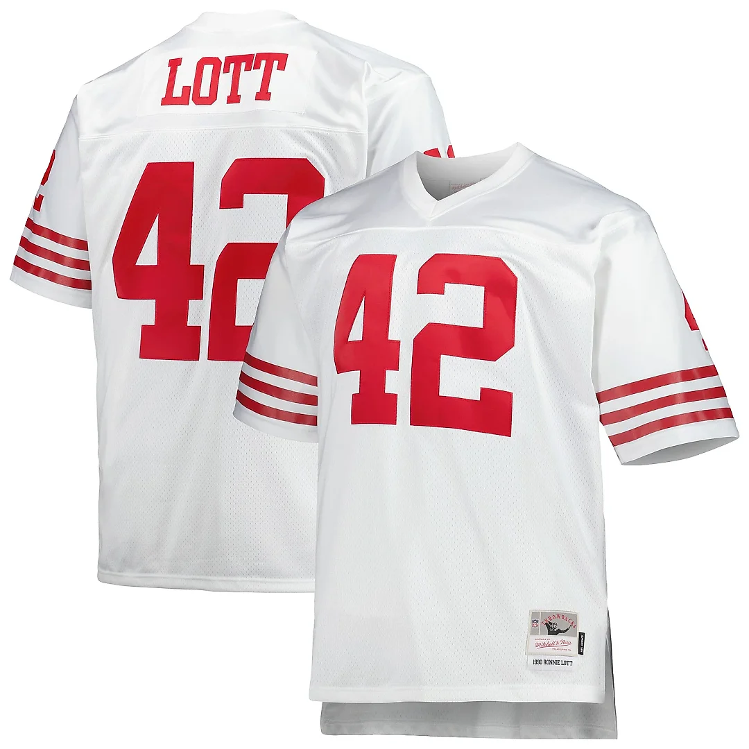 Zennovawear Men's San Francisco 49ers Ronnie Lott Mitchell & Ness White Big & Tall 1990 Retired Player Jersey