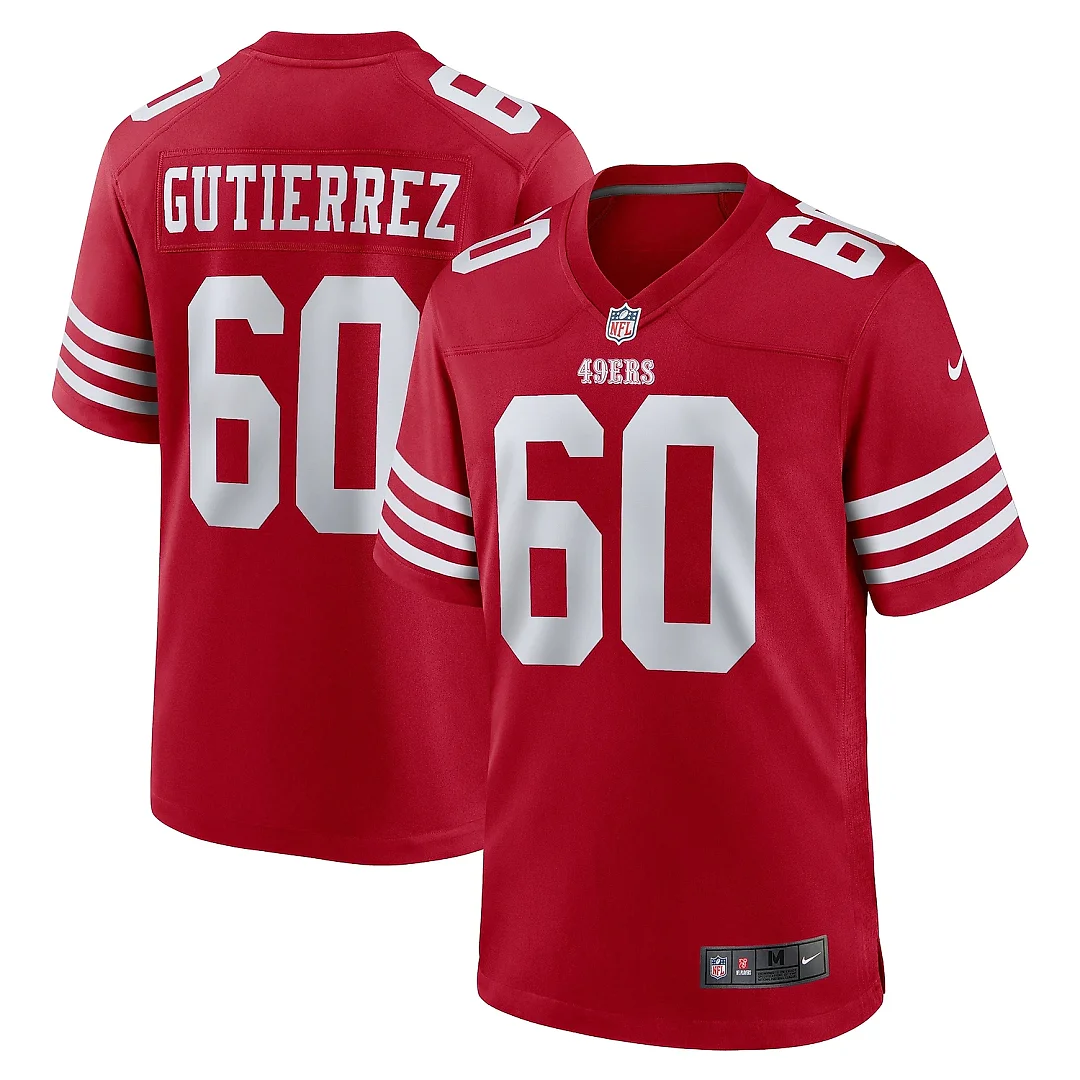 Zennovawear Men's San Francisco 49ers Sebastian Gutierrez Scarlet Team Game Jersey
