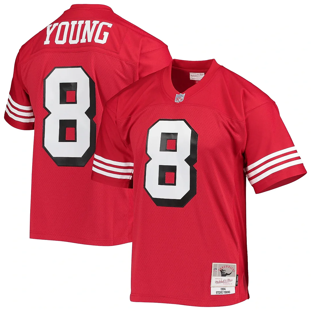 Zennovawear Men's San Francisco 49ers Steve Young Mitchell & Ness Scarlet Legacy Jersey