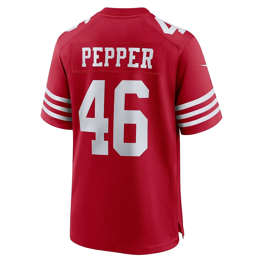Zennovawear Men's San Francisco 49ers Taybor Pepper Scarlet Game Jersey