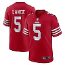 Zennovawear Men's San Francisco 49ers Trey Lance Scarlet Game Player Jersey